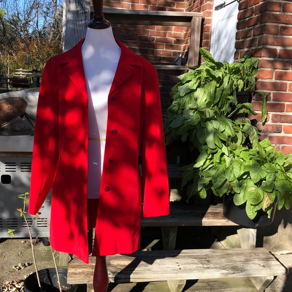 Anne Klein AK2 Vibrant Red Raincoat, Fully Lined